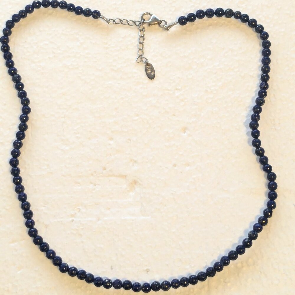 ARYA 925 Sterling Silver Small Beaded Lapis Lazuli Necklace